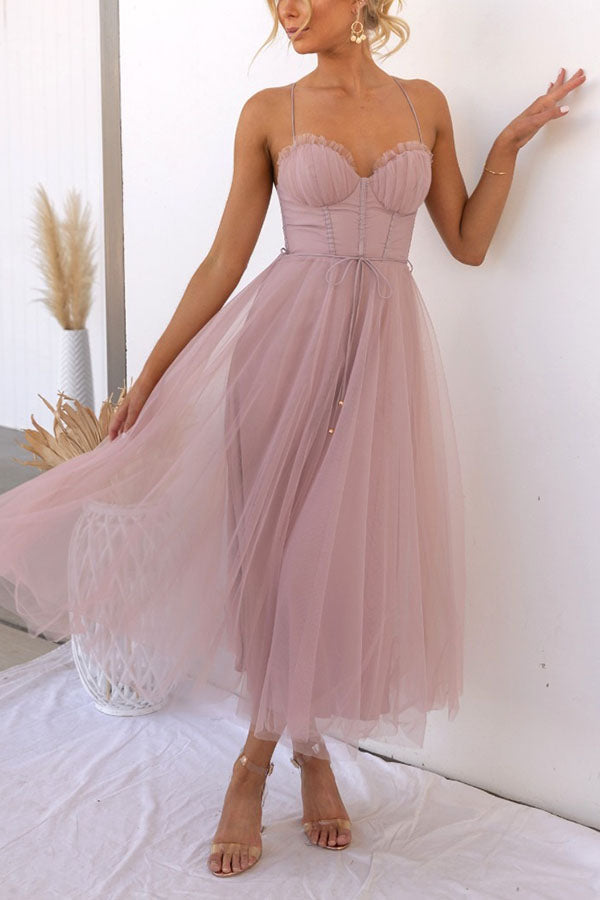 Florence | Wedding Guest Midi Dress Corset Tulle Skirt