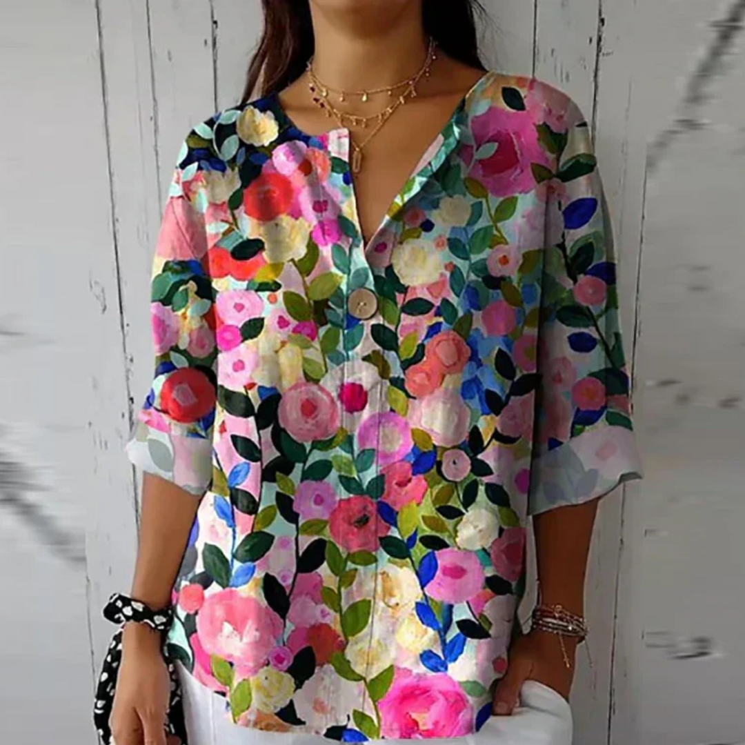 Women's Chic Floral Pattern Blouse