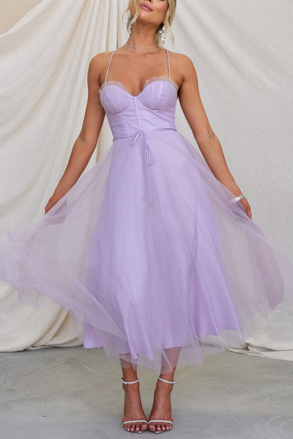 Florence | Wedding Guest Midi Dress Corset Tulle Skirt