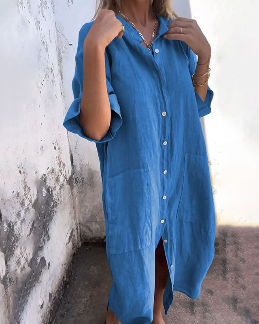 Women's Shirt Dress Boho Midi