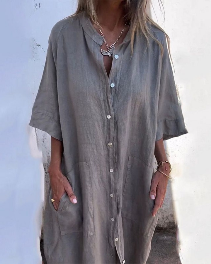 Women's Shirt Dress Boho Midi