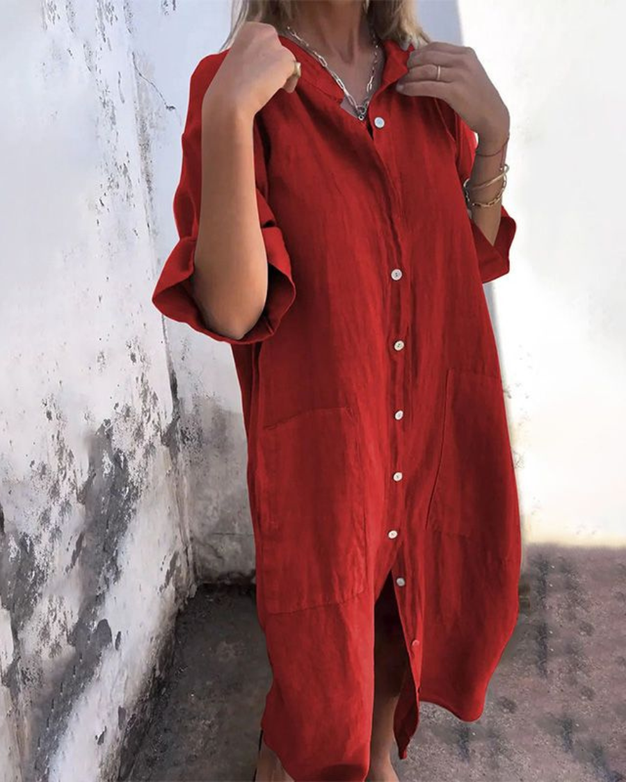 Women's Shirt Dress Boho Midi