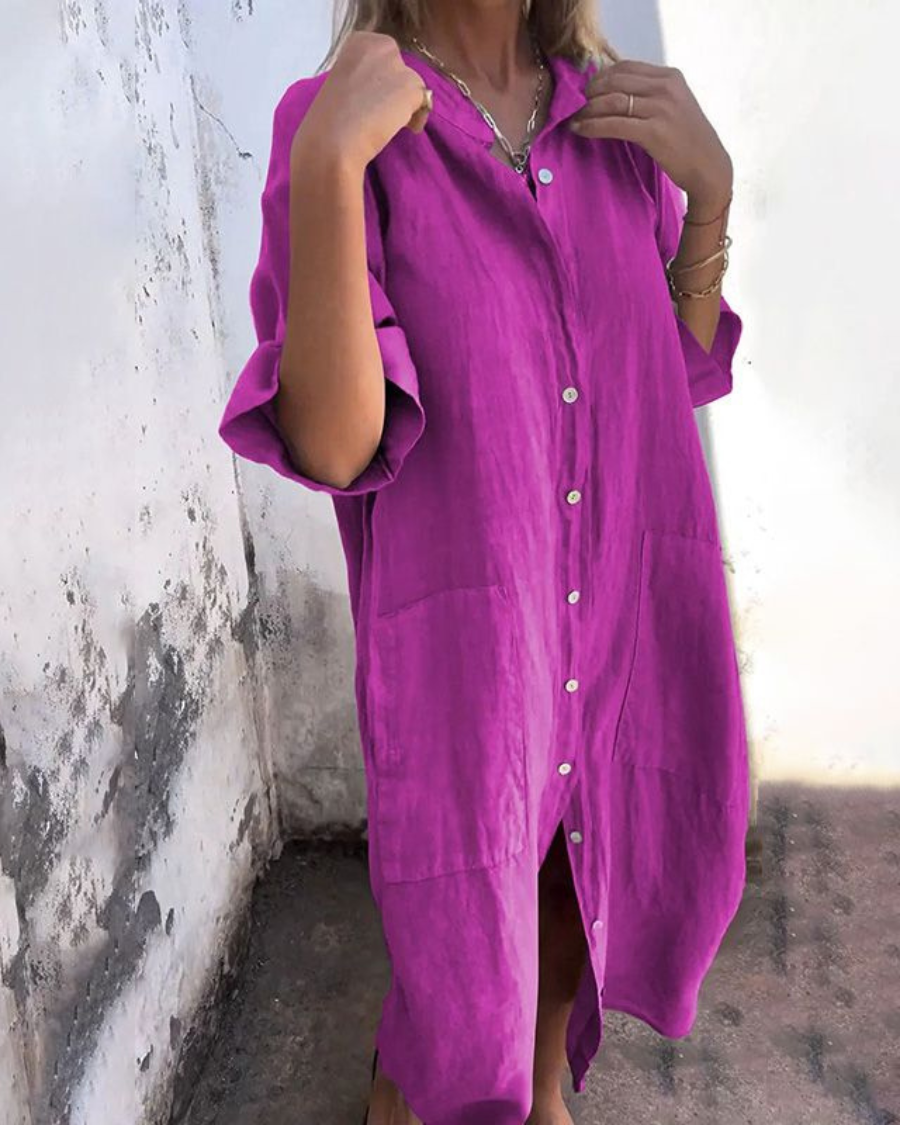 Women's Shirt Dress Boho Midi