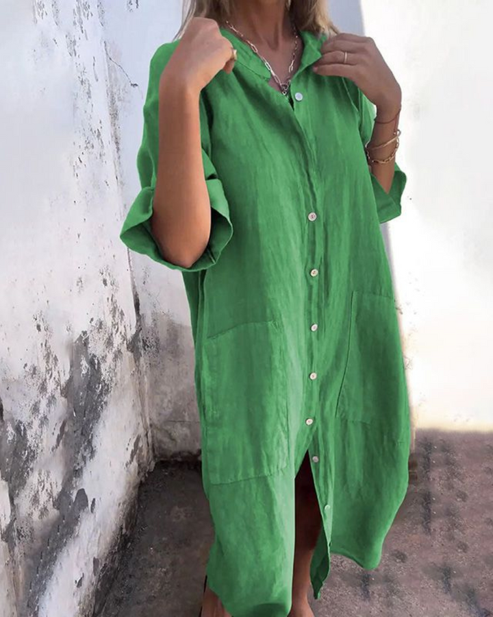Women's Shirt Dress Boho Midi