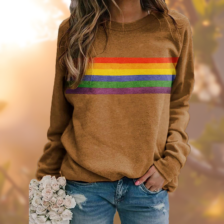 Retro Rainbow Sweatshirt for Women | Cozy and Colorful Style