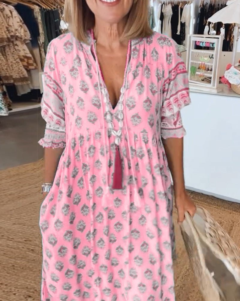 Chic Floral V-Neck Dress Midi