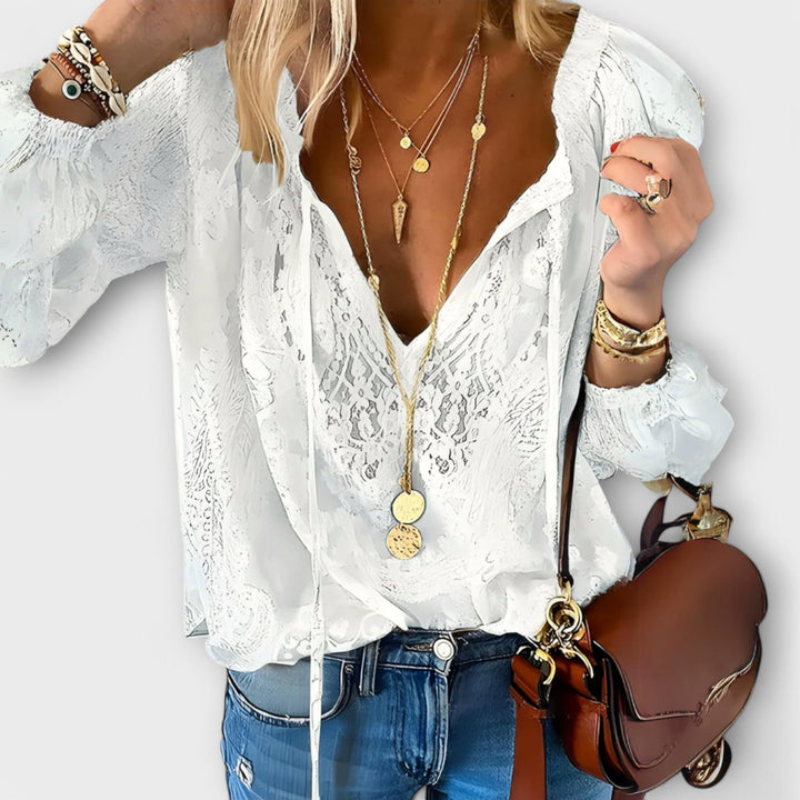 Women's Lace V-Neck Boho Blouse