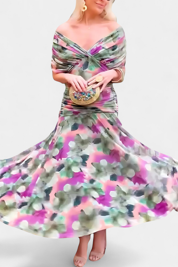Women's Floral V-Neck Maxi Dress