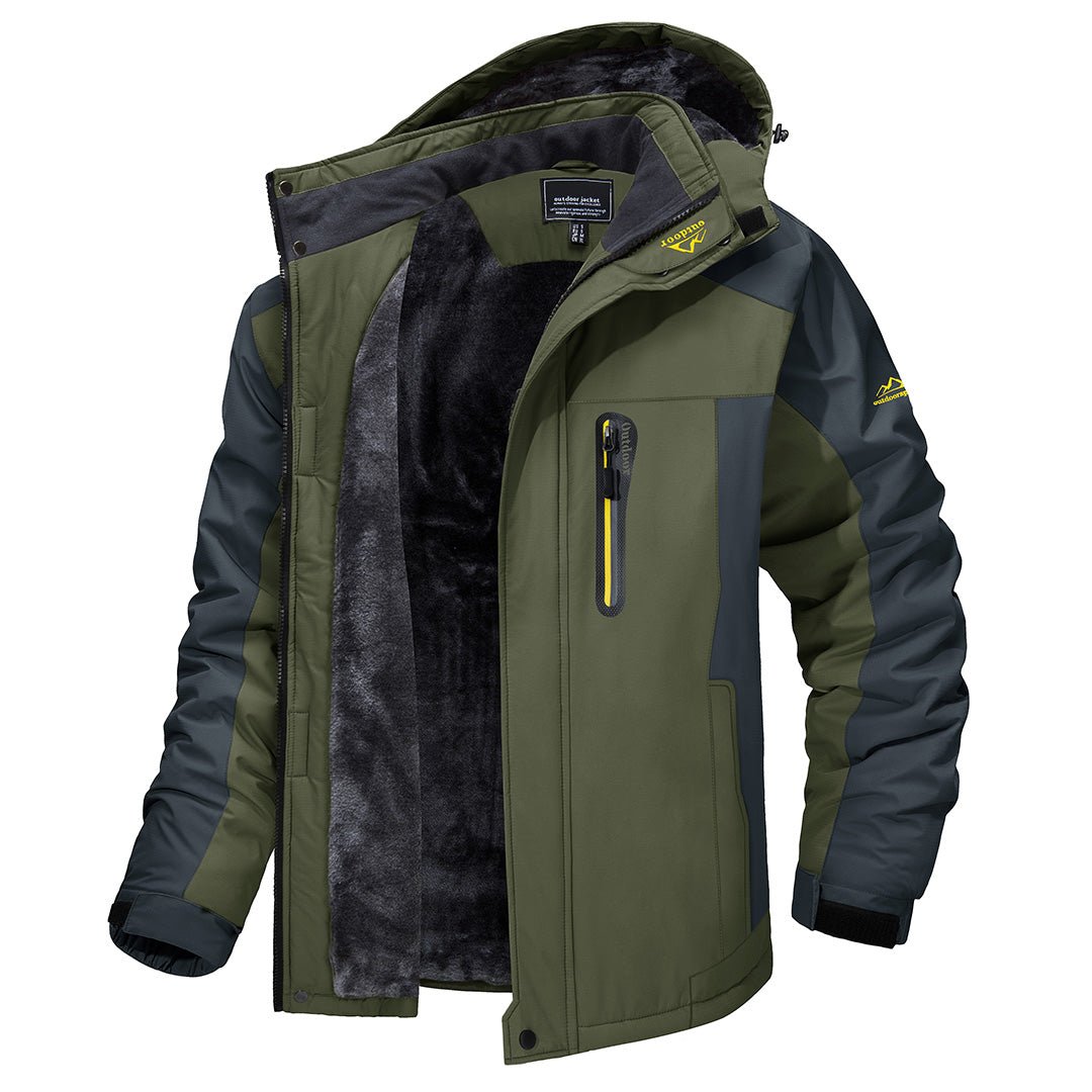 Structured Winter Jacket with Hooded Design and Zip Pockets for Men