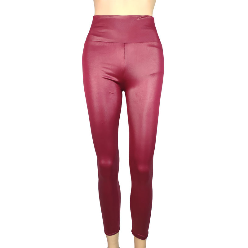 High Waist Gloss Finish Leggings with Zip Detail for Women