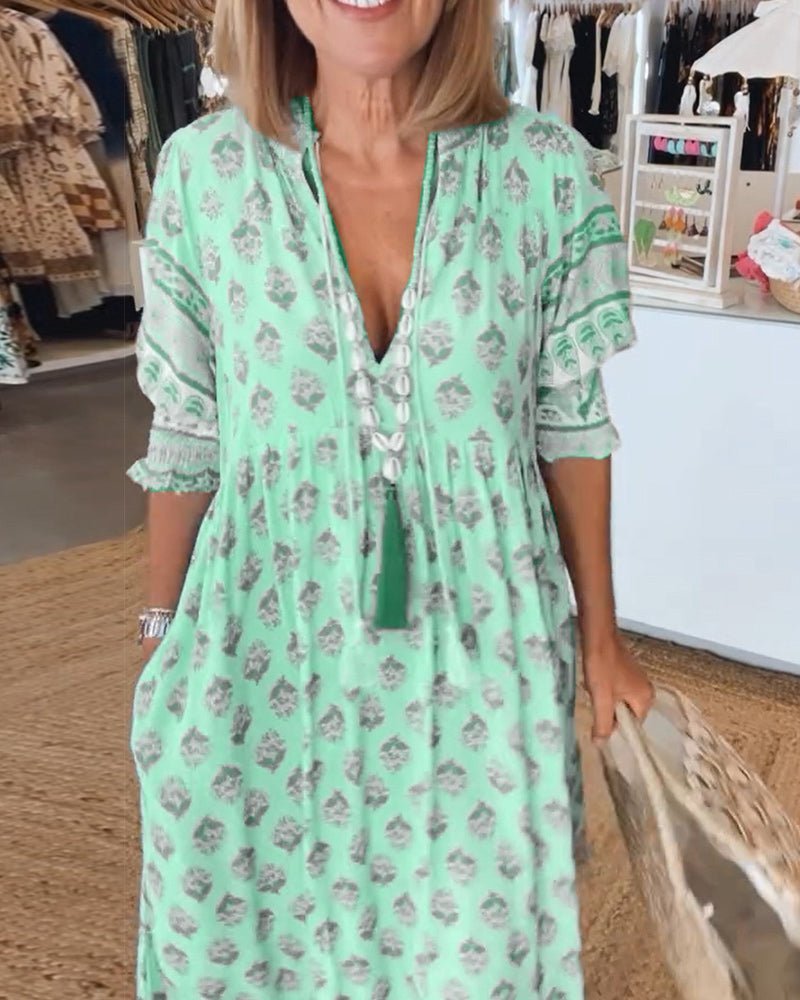 Chic Floral V-Neck Dress Midi