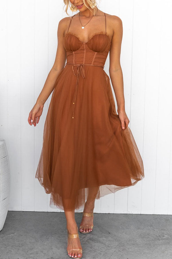 Florence | Wedding Guest Midi Dress Corset Tulle Skirt