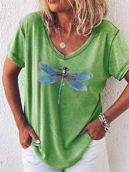 Women's Dragonfly Print Casual Tee