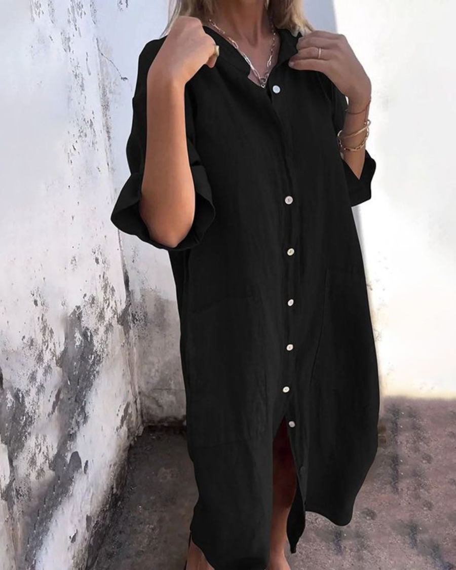 Women's Shirt Dress Boho Midi