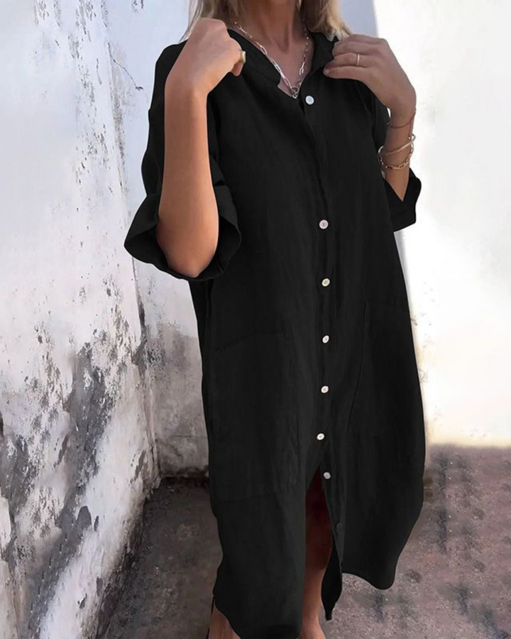 Women's Shirt Dress Boho Midi