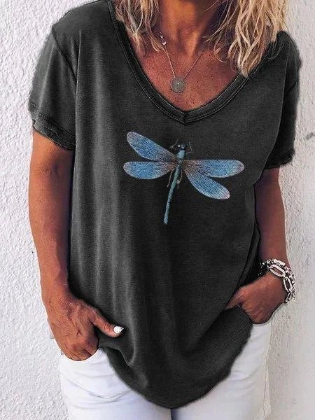 Women's Dragonfly Print Casual Tee
