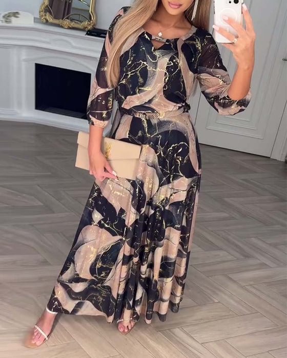 Women's Printed Chiffon Flow Maxi Dress