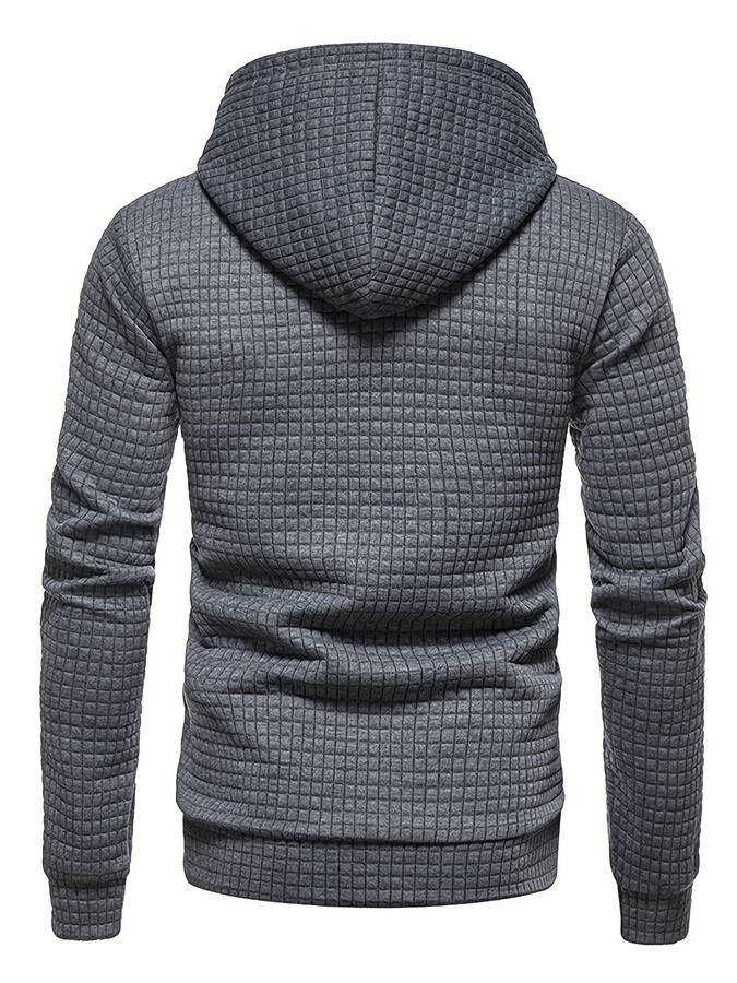 Waffle Pattern Hoodie with Relaxed Everyday Design for Men