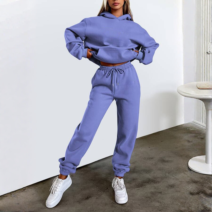 Winter Tracksuit Set with Matching Top and Jogger Pants for Women