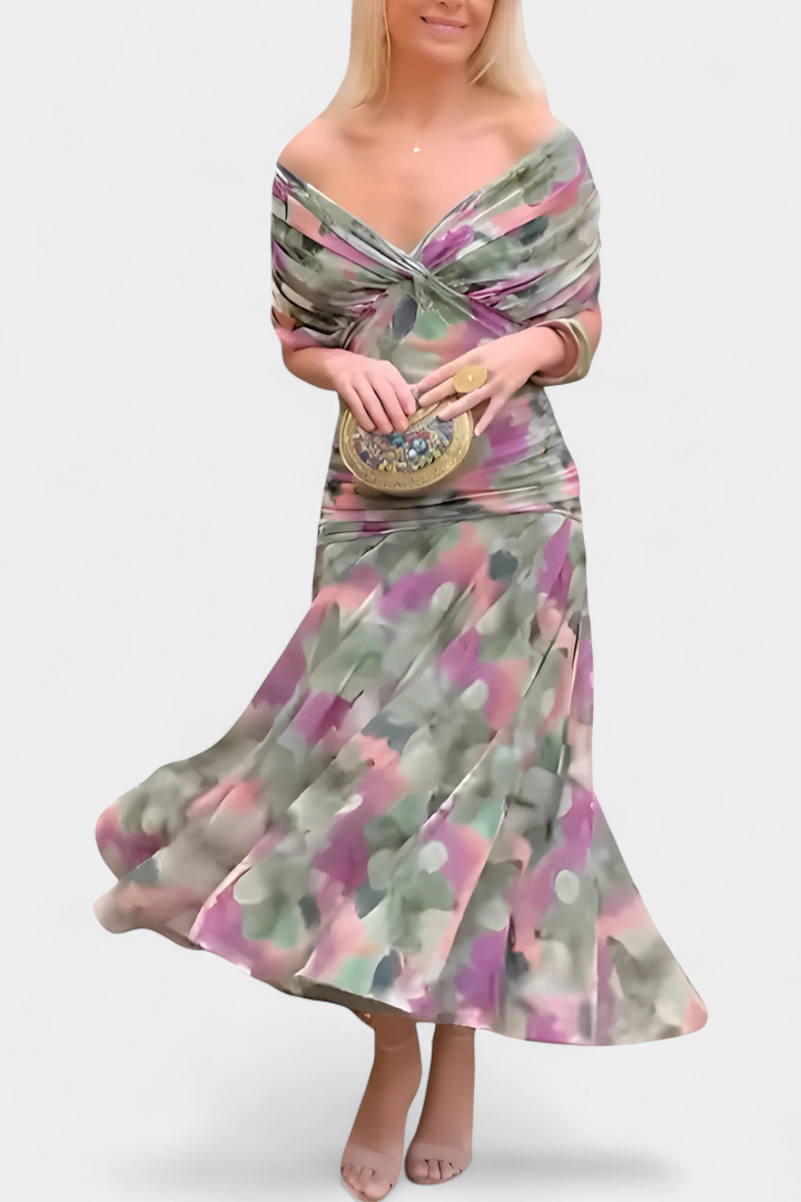 Women's Floral V-Neck Maxi Dress