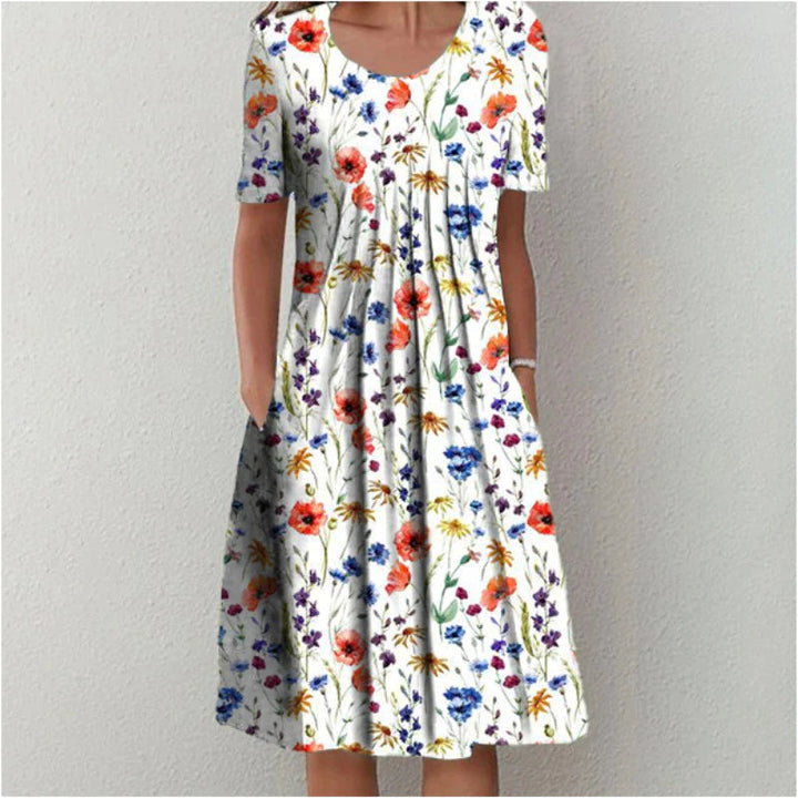 Floral Casual Dress with Pockets for Women