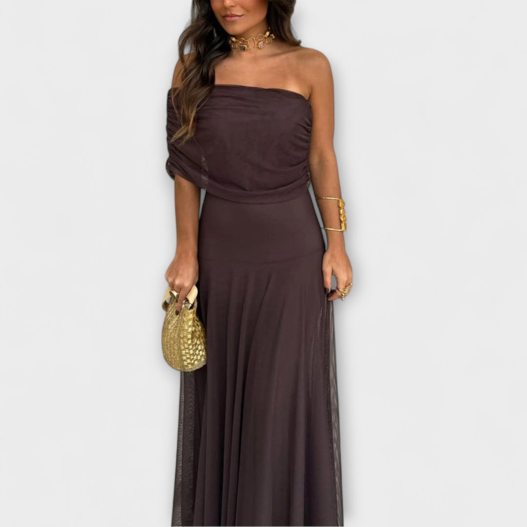 One-Shoulder Mesh Maxi Dress for Women