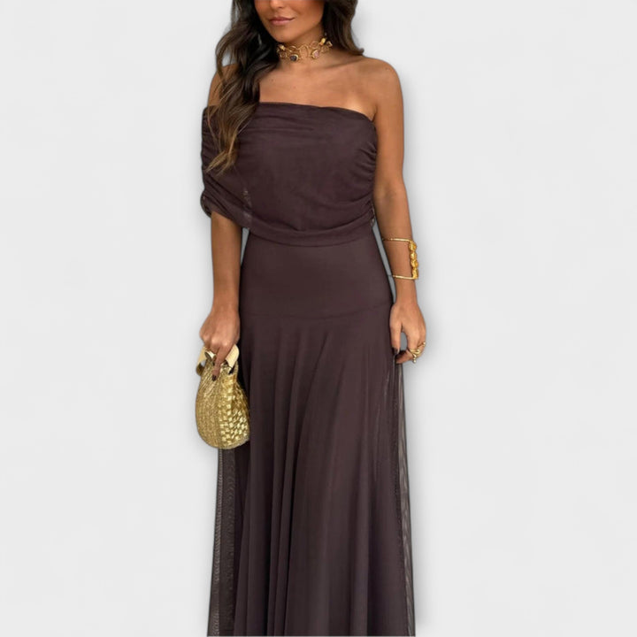 One-Shoulder Mesh Maxi Dress for Women