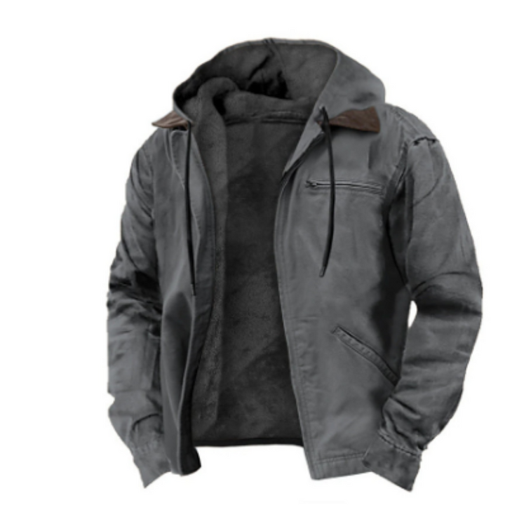 Hooded Jacket with Classic Cut and Zip Closure for Men