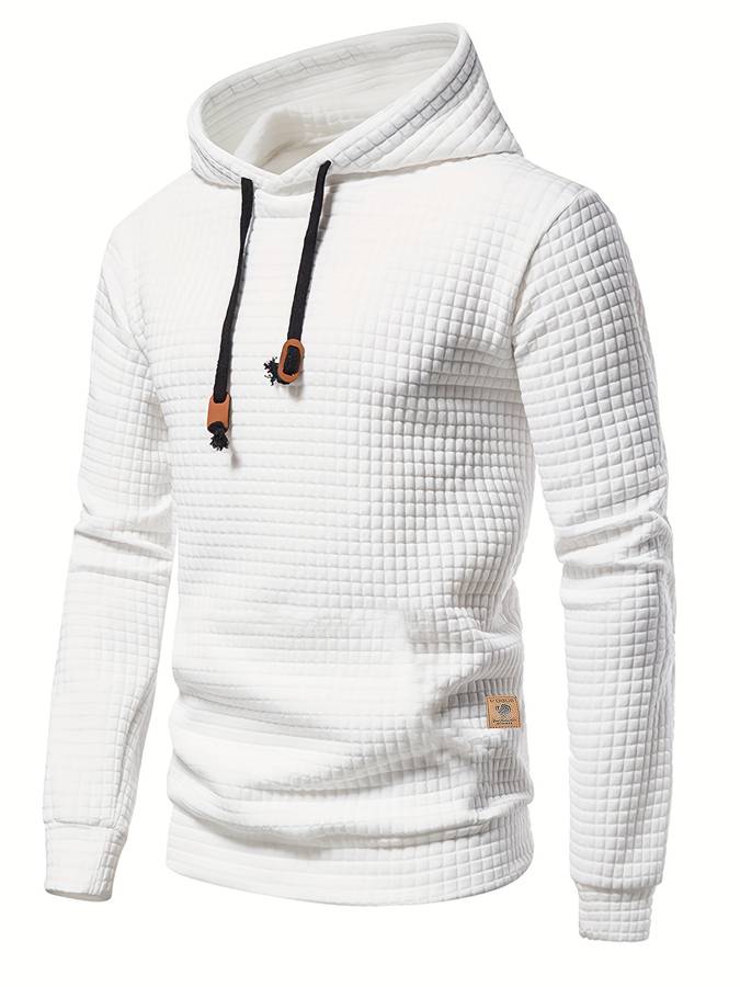 Waffle Pattern Hoodie with Relaxed Everyday Design for Men