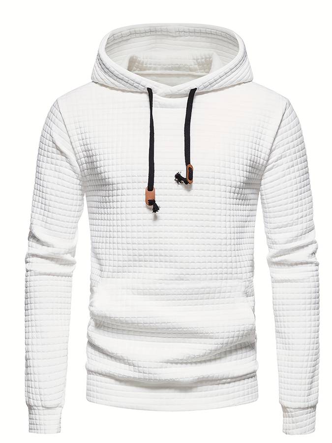 Waffle Pattern Hoodie with Relaxed Everyday Design for Men