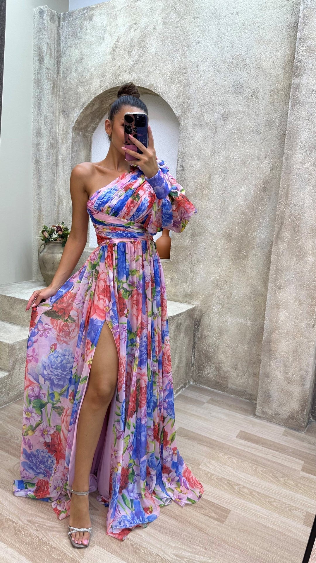 One Shoulder Floral Dress for Women