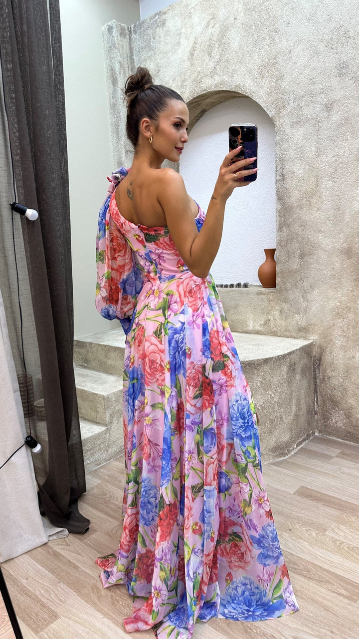 One Shoulder Floral Dress for Women