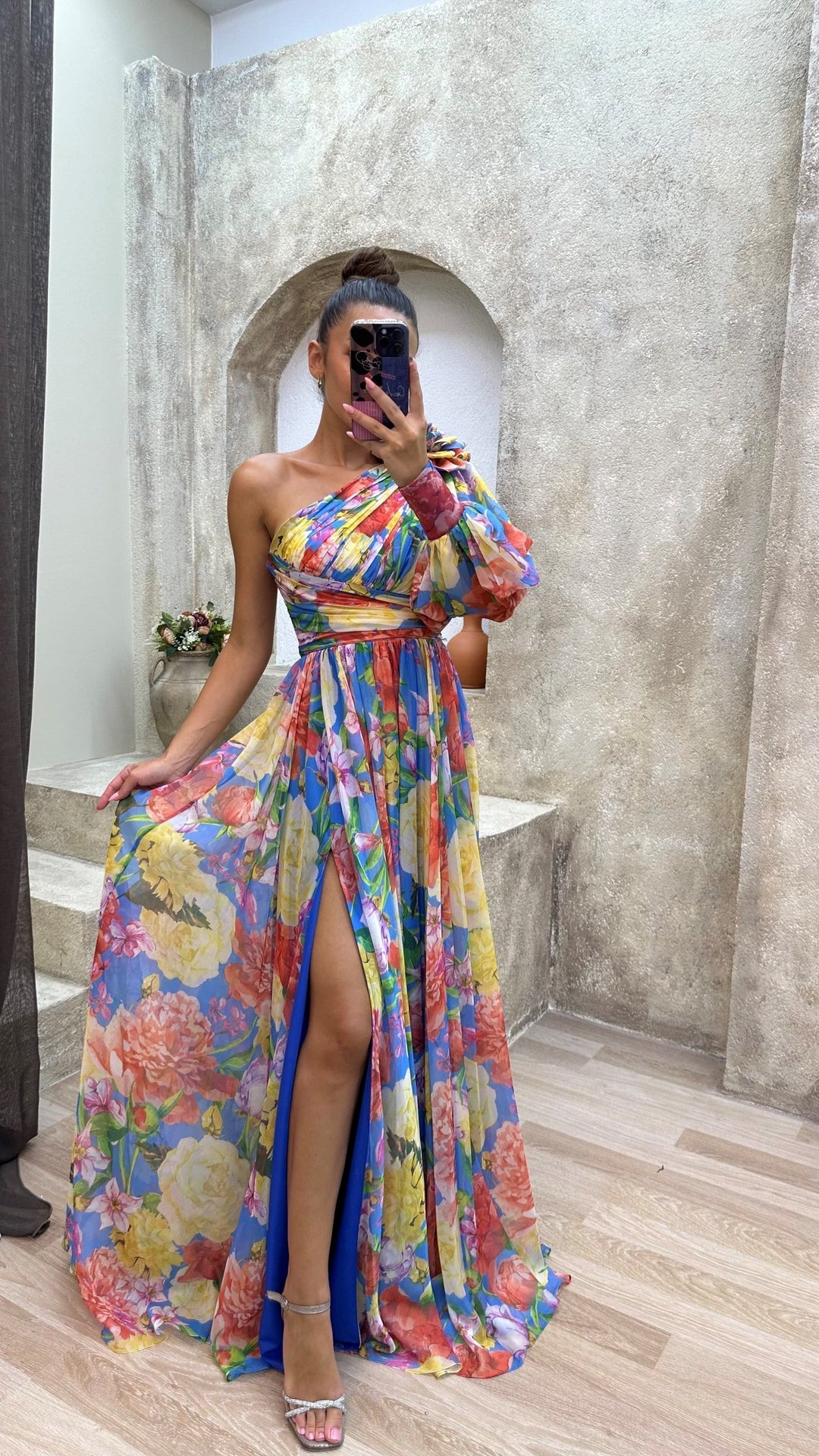 One Shoulder Floral Dress for Women