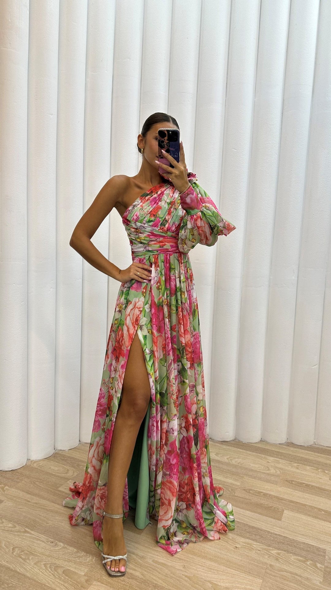 One Shoulder Floral Dress for Women