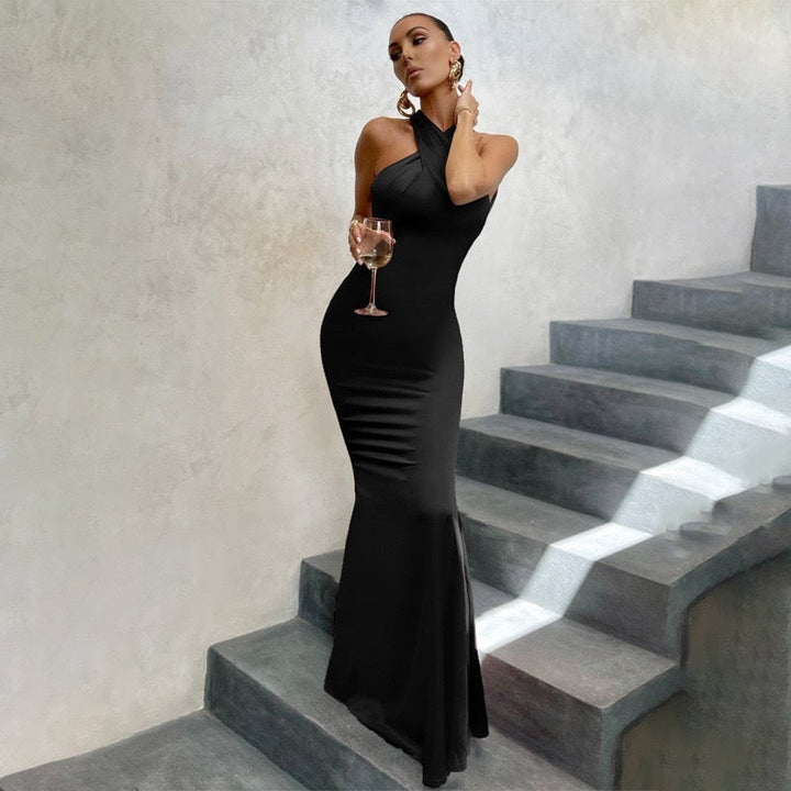 Women's Open-Back Fishtail Maxi Dress