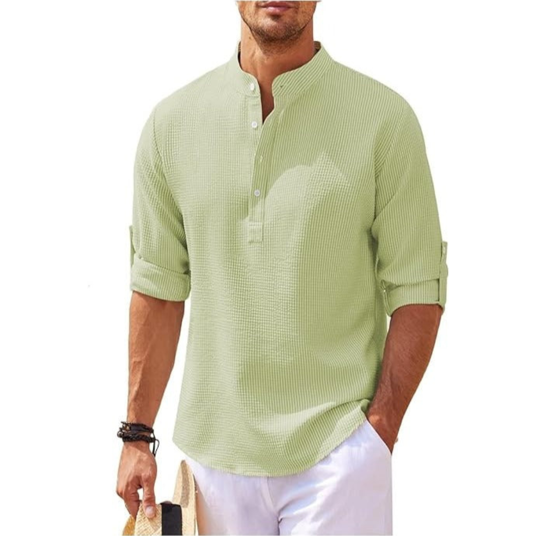 Men's summer shirt with stand -up collar | Half button 6
