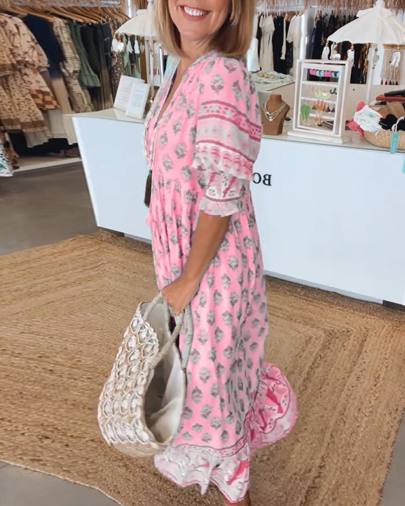 Chic Floral V-Neck Dress Midi