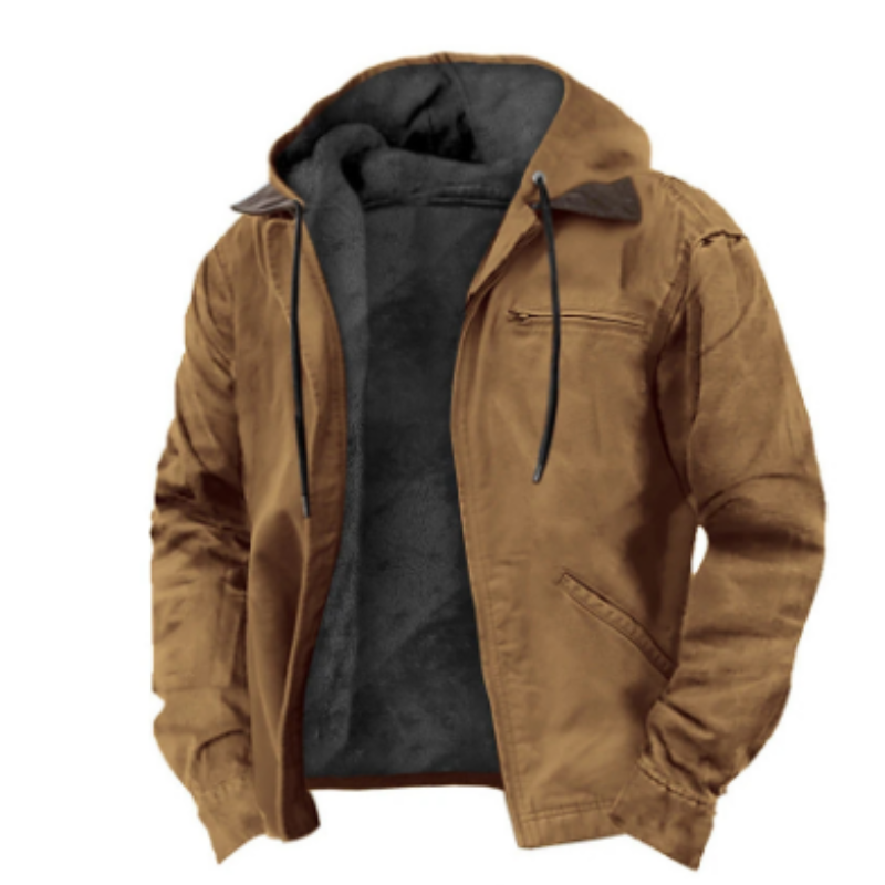 Hooded Jacket with Classic Cut and Zip Closure for Men