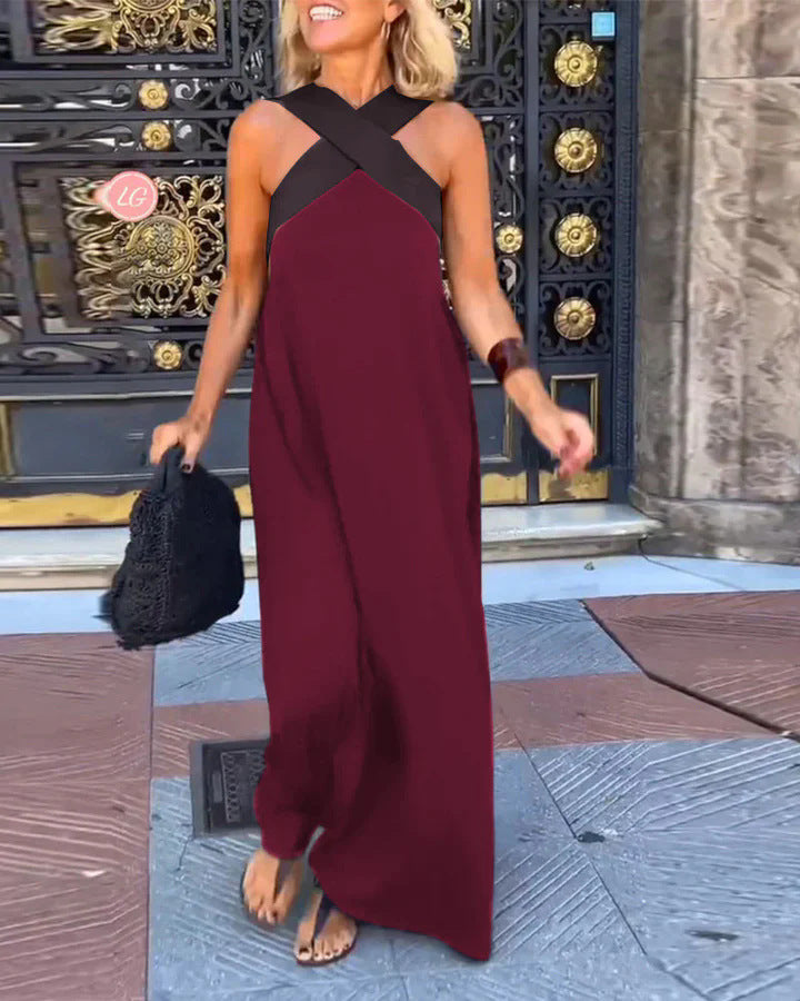 Breathable Comfortable Crossed Maxi Dress