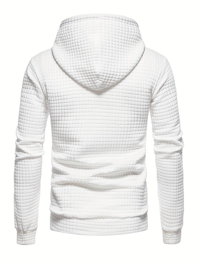 Waffle Pattern Hoodie with Relaxed Everyday Design for Men