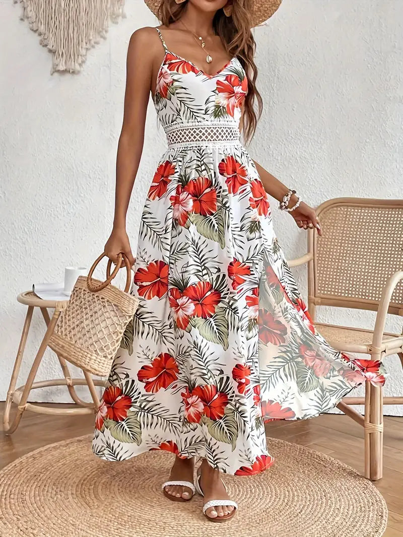 Women's Summer Floral Wedding Midi Dress