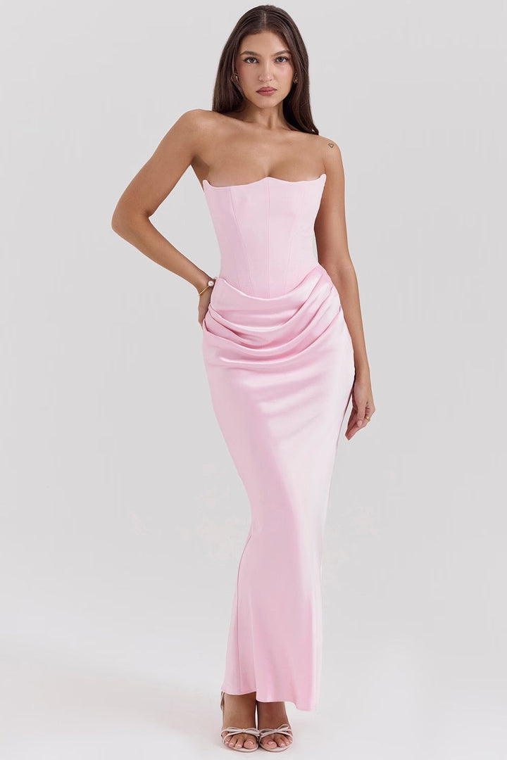 Women's Strapless Lace Wedding Maxi Dress