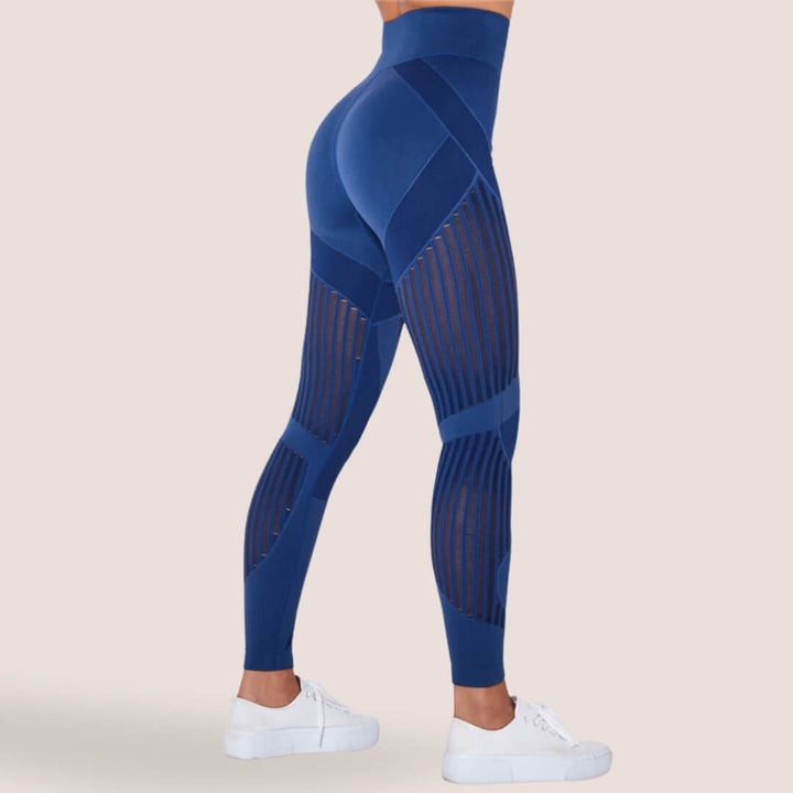 Textured Leggings with High Waist Design and Full Length Cut for Women