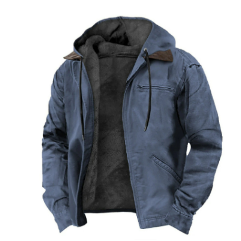 Hooded Jacket with Classic Cut and Zip Closure for Men