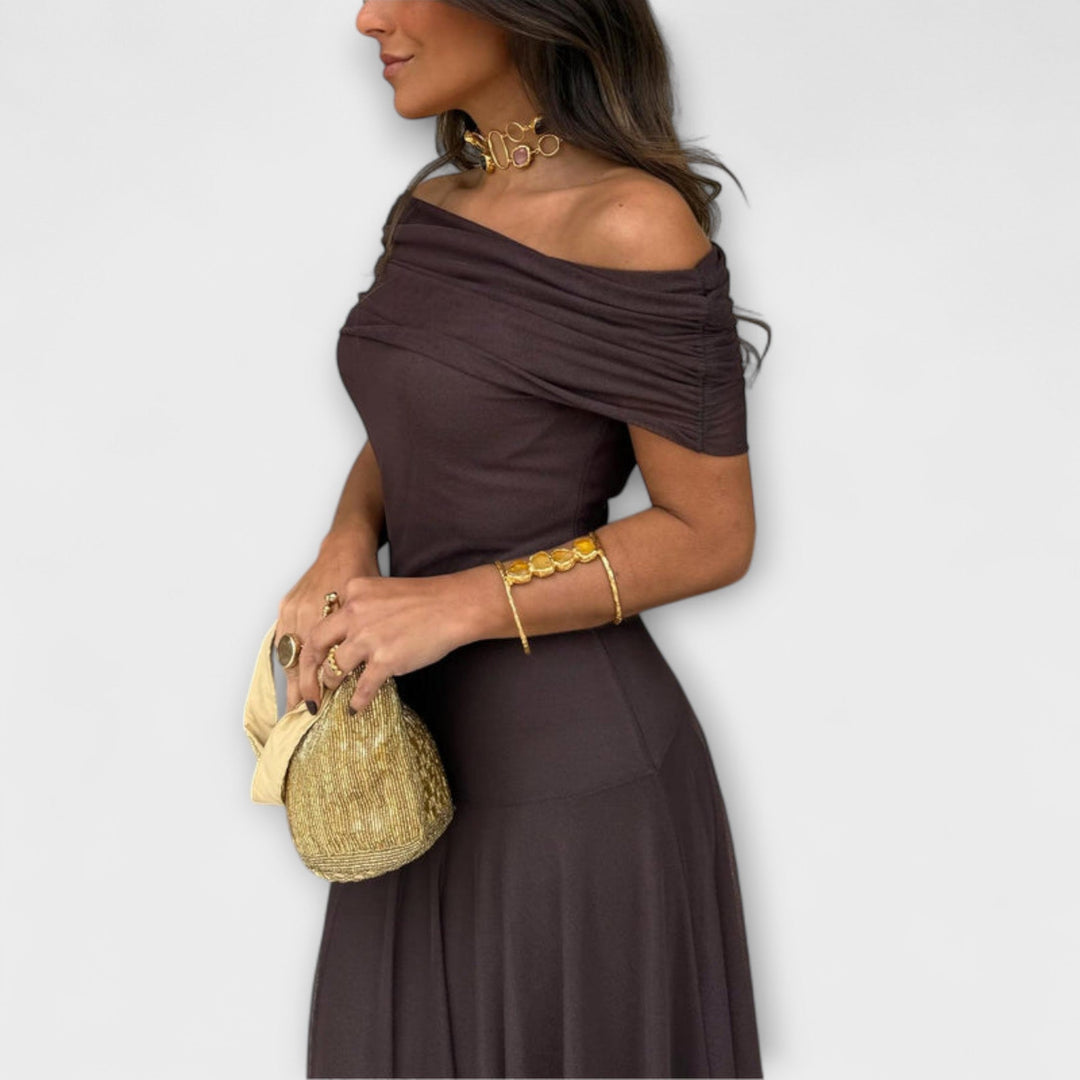 One-Shoulder Mesh Maxi Dress for Women