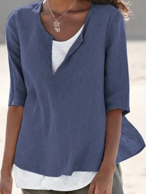 Women's Split Neck Casual Blouse