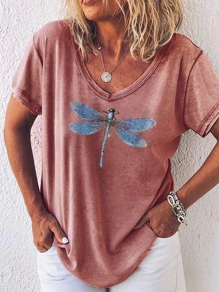 Women's Dragonfly Print Casual Tee