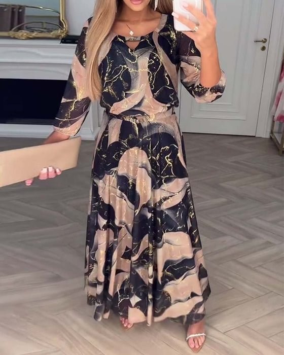 Women's Printed Chiffon Flow Maxi Dress