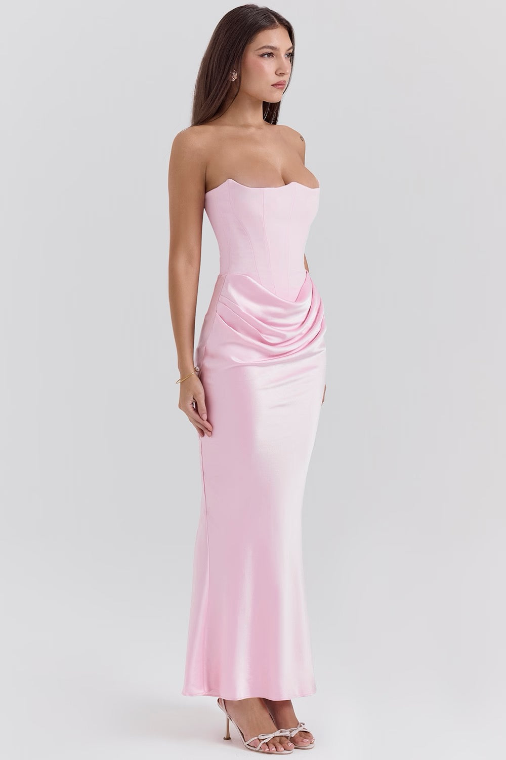 Women's Strapless Lace Wedding Maxi Dress
