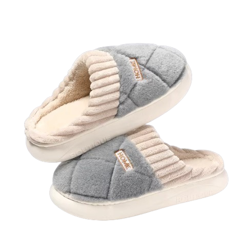 Winter Slipper Shoes with Enclosed Design and Textured Sole for Women
